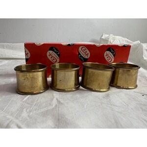 Brass Napkin Rings Set of 4 CASE Cutlery Original Box MCM Dining Home Decor